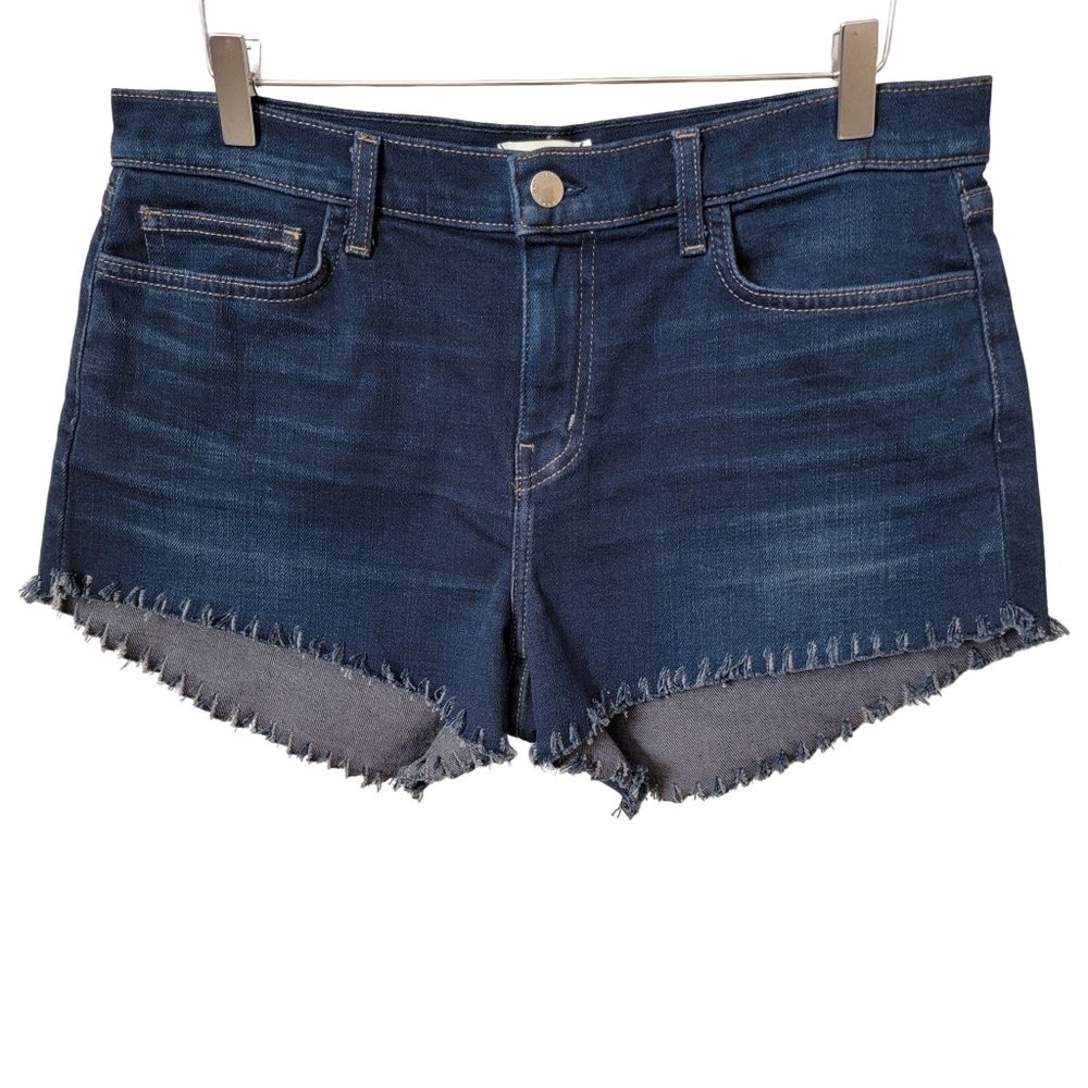 L'AGENCE Zoe Cut Off Frayed Hem Denim Shorts